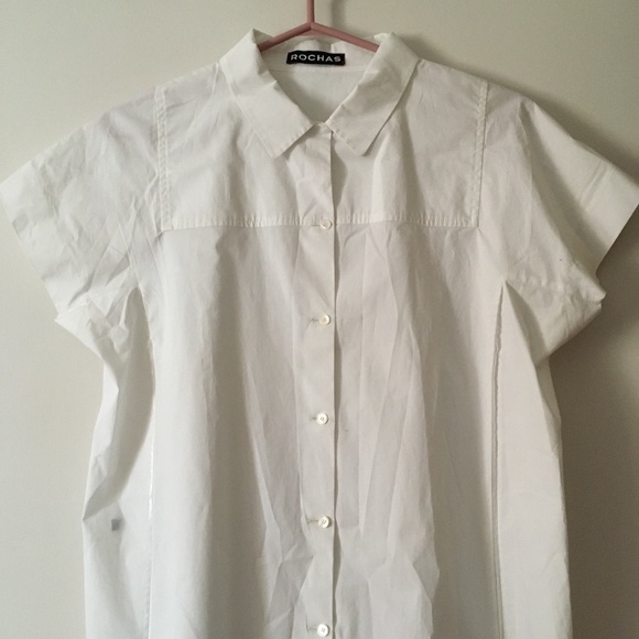 ROCHAS White Cotton Boxy Shirt 46 M - Picture 3 of 12